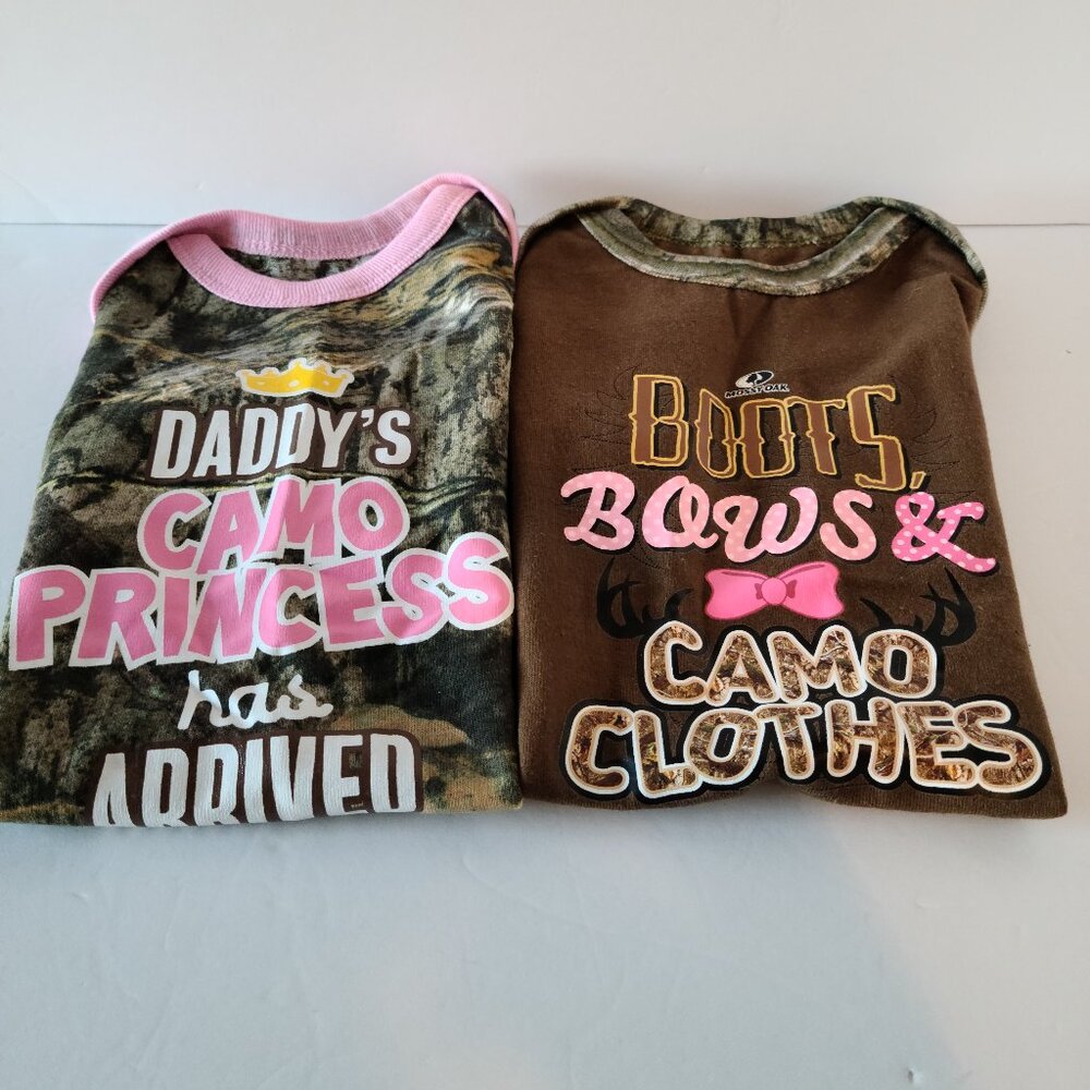 MOSSY OAK TODDLER GIRLS CAMO ONESIES FOR 18 MONTHS